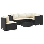 vidaXL Salon de jardin 6 Pièces avec coussins Noir Résine tressée