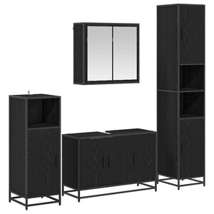 vidaXL Ensemble de mobilier de salle de bain 4 Pièces Chêne noir