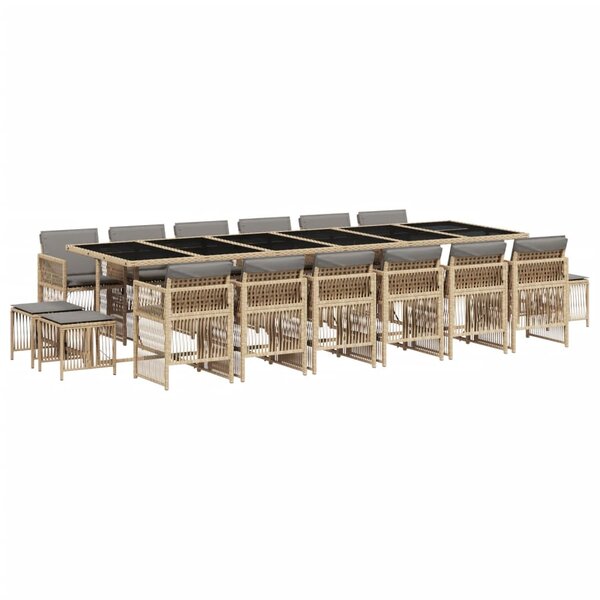 vidaXL Ensemble à manger de jardin et coussins 17 Pièces mélange beige
