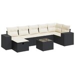 vidaXL Salon de jardin 8 Pièces avec coussins noir résine tressée