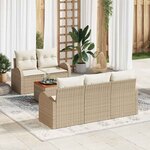 vidaXL Ensemble de canapé de jardin 6 Pièces Beige  blanc