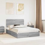 vidaXL Lit de Rangement Gris Sonoma 160 x 200 cm Bois d'ingénierie