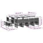 vidaXL Ensemble à manger de jardin avec coussins 13 Pièces marron rotin