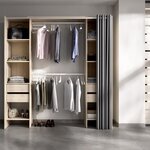 Dressing extensible avec rideau + 4 tiroirs - Décor chêne naturel 180-113 x 50 x Hauteur 205 cm