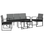 vidaXL Ensemble à manger de jardin coussins 5 Pièces gris foncé rotin PP