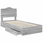 vidaXL Lit de Rangement Gris Sonoma 90 x 200 cm Bois d'ingénierie