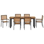 vidaXL Ensemble de salle à manger pour jardin 7 Pièces Noir
