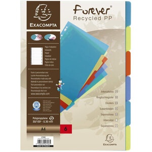 EXACOMPTA Intercalaires FOREVER en polypropylène 3/10e assortis touches neutres format A4