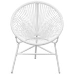 vidaXL Chaise de jardin en corde forme de lune résine tressée blanc