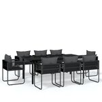 vidaXL Ensemble de salle à manger de jardin 9 Pièces Noir