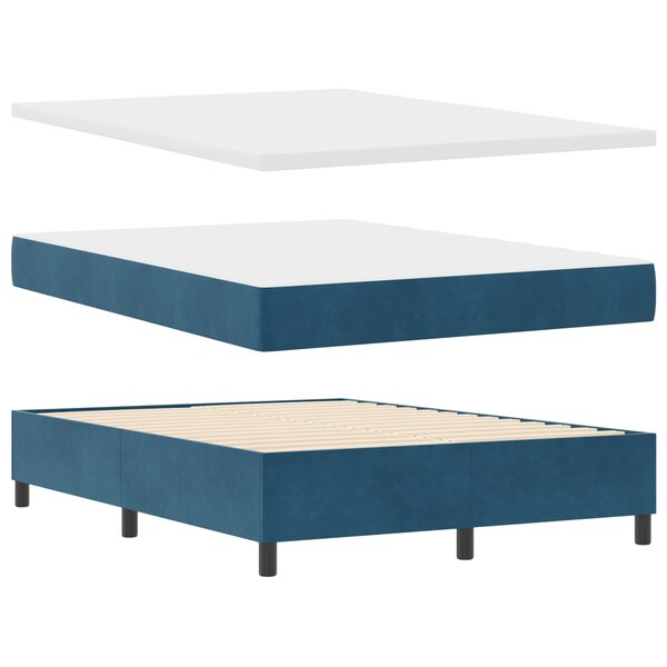 vidaXL Lit à ressort avec matelas et banc bleu nuit 140x190 cm en velours
