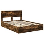 vidaXL Lit de Rangement Chêne fumé 140 x 200 cm Bois d'ingénierie