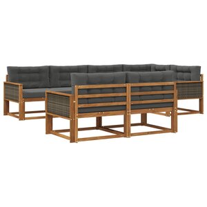 vidaXL Ensemble de canapés d'extérieur 8 pc Naturel et Anthracite
