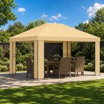 vidaXL Pavillon 4 × 3 m Crème Polyester et Acier 190 gsm