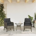 vidaXL Chaises de jardin avec coussins lot de 2 gris résine tressée