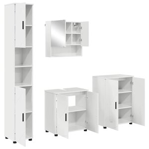 vidaXL Ensemble de mobilier de salle de bain 4 Pièces Blanc brillant