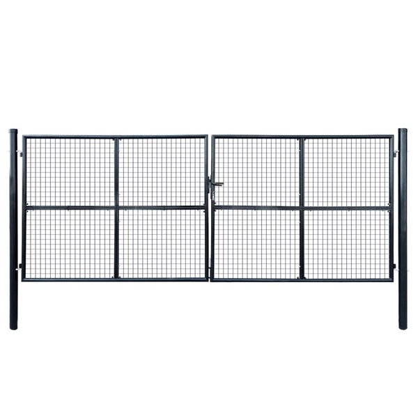 vidaXL Portail en maille de jardin Acier galvanisé 400 x 150 cm Gris