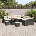 vidaXL Ensemble de canapé de jardin 17 Pièces Noir et Crème polyrotin