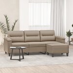 vidaXL Canapé 3 places avec repose-pieds Taupe 180 cm Tissu microfibre