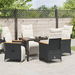 vidaXL Set de salle à manger de jardin de 5 pièces avec coussins Rattan poly noir