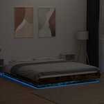 vidaXL Cadre de lit et lumières LED sans matelas chêne fumé 150x200 cm