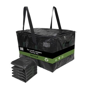 Pack and Move - Lot 4 Sacs Rangement Recylé - 55 x 35 x 30 cm - Poignées solides - Déménagement et Transport - Ultra Résistant - Réutilisable - 55L
