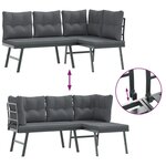 vidaXL Bancs de jardin avec coussins lot de 4 acier enduit de poudre