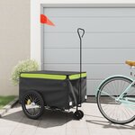 vidaXL Remorque de vélo noir et vert 45 kg fer