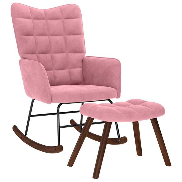vidaXL Chaise à bascule avec repose-pied rose velours