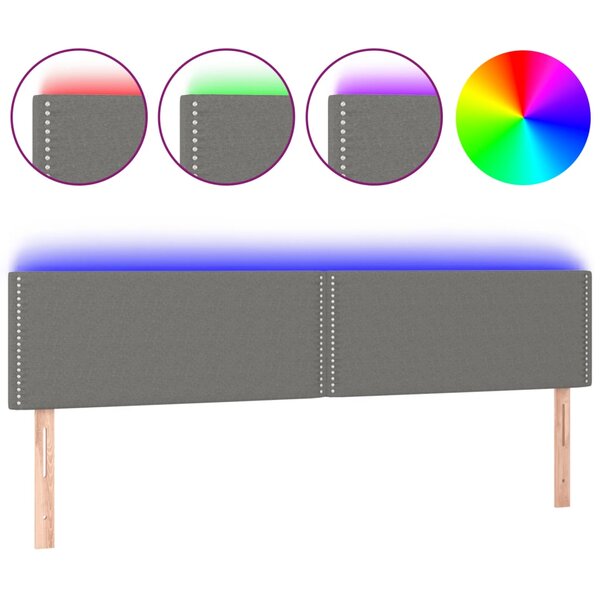vidaXL Tête de lit à LED Gris foncé 160x5x78/88 cm Tissu
