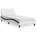 vidaXL Cadre de lit sans matelas Hvar blanc et noir 90x190 cm similicuir