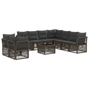 vidaXL Ensemble de canapé de jardin 10 pc Gris polyrotin