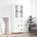vidaXL Buffet haut Blanc 69 5x34x180 cm Bois d'ingénierie