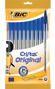 Lot de 10 stylos à bille Cristal Medium, bleu, 0,4 mm BIC