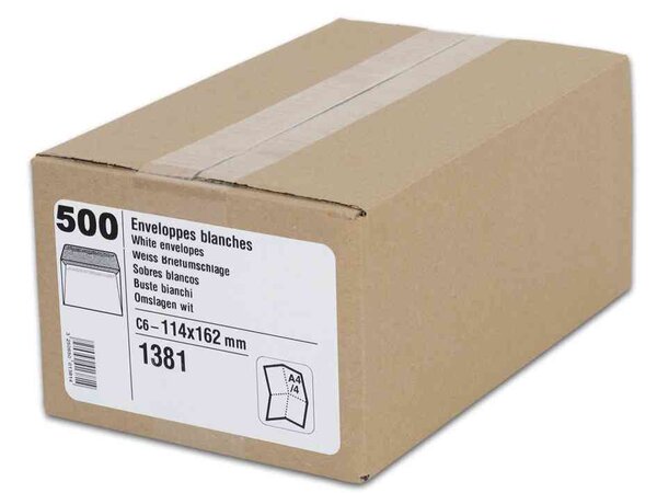 Boite de 500 enveloppes c5 162 x 229 mm 80g autocollantes blanc gpv