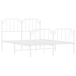 vidaXL Cadre de lit métal sans matelas et pied de lit blanc 135x190 cm