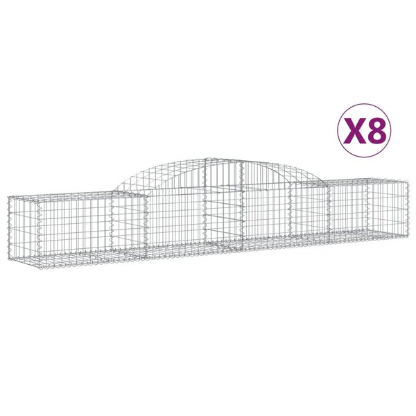 vidaXL Paniers à gabions arqués 8 Pièces 300x50x40/60 cm fer galvanisé