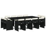 vidaXL Ensemble à manger de jardin 13 Pièces coussins noir résine tressée
