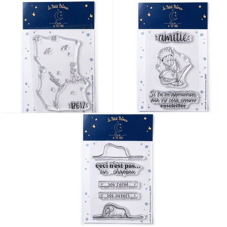 9 Tampons transparents Le Petit Prince et Astéroïd + Renard + Boa Eléphant