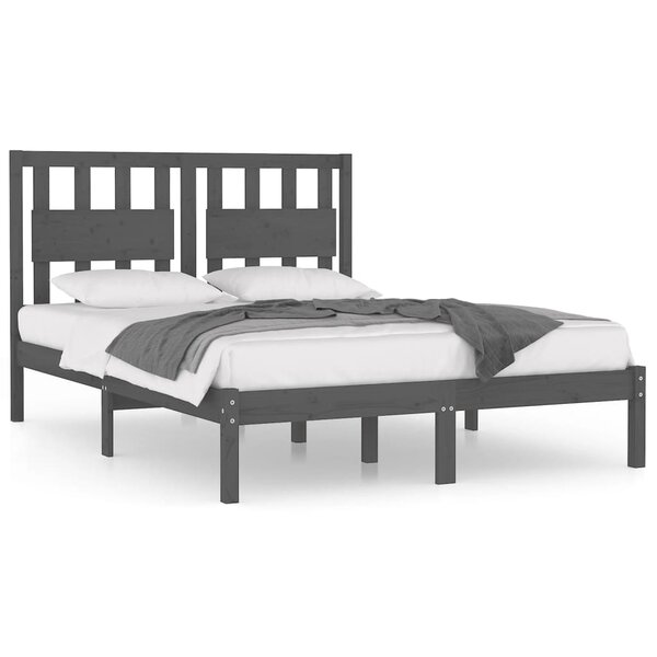 vidaXL Cadre de lit Gris Bois de pin massif 200x200 cm