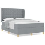 Lit Box Spring avec Matelas vidaXL Gris clair 140x190 cm en Tissu