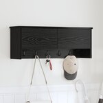 vidaXL Porte-manteau mural avec étagère Montage mural avec stockage avec porte Chêne noir 80 x 20 x 30 cm