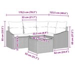 vidaXL Ensemble de Canapé de Jardin de 4 Pièces avec Coussins en Rotin Poly Brown