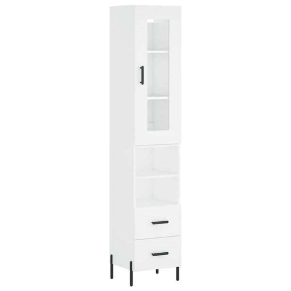 vidaXL Buffet haut Blanc 34 5x34x180 cm Bois d'ingénierie