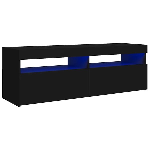 vidaXL Meuble TV avec lumières LED noir 120x35x40 cm