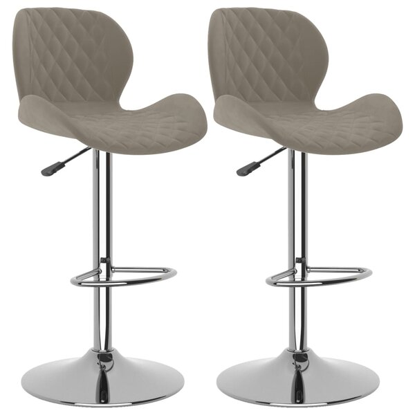vidaXL Tabourets de bar lot de 2 gris clair velours