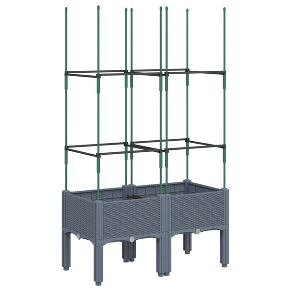 vidaXL Jardinière avec treillis gris 80x40x142 5 cm PP