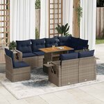vidaXL Salon de jardin 9 Pièces avec coussins gris résine tressée