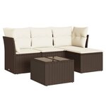 vidaXL Salon de jardin avec coussins 5 Pièces marron résine tressée