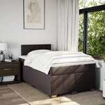 vidaXL Sommier à lattes de lit et matelas marron foncé 120x190cm tissu